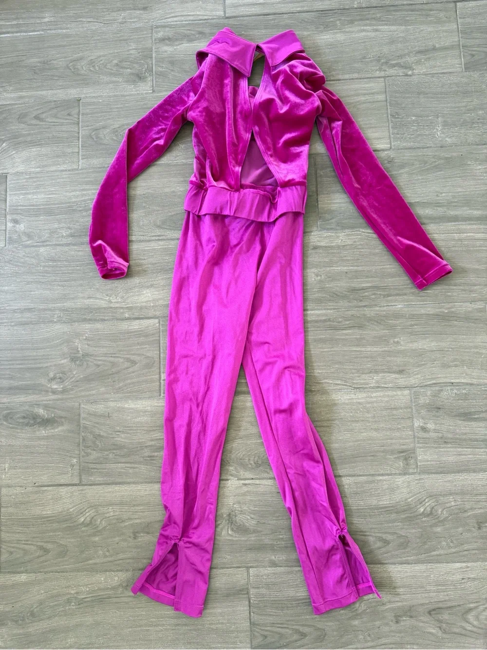 Weissman Elite velvet and lustre spandex unitard Girls Size MC (10/12)